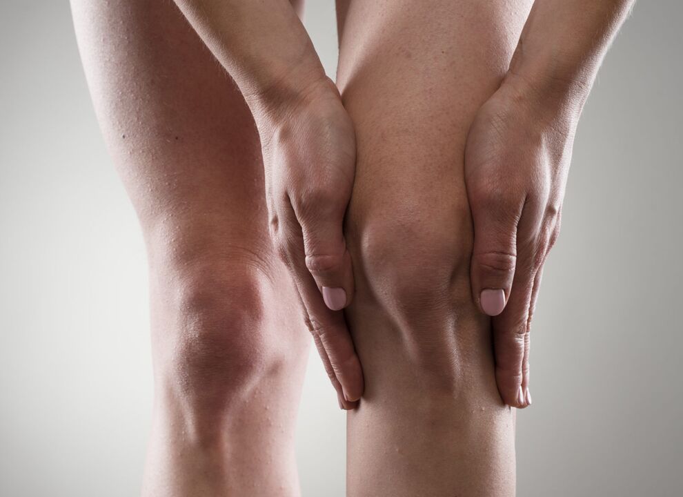 Osteoarthritis of the knee joint, manifesting itself as pain and stiffness